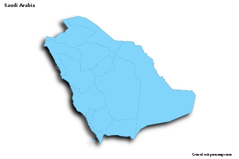 Sample Maps for Saudi Arabia (blue,outline,shadowy)