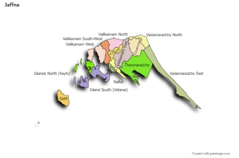 Mapas de muestra para Jaffna (coloreado,sombrío)