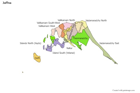 Mapas de muestra para Jaffna (coloreado)