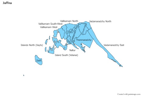 Mapas de muestra para Jaffna (azul)
