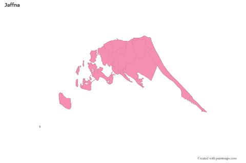 Mapas de muestra para Jaffna (rosa,contorno)