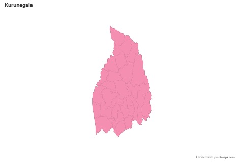 Contoh Peta untuk Kurunegala (merah jambu,garis besar)