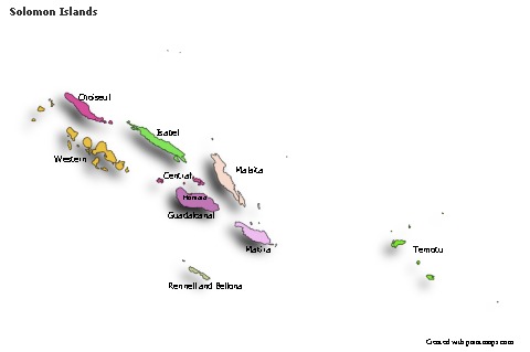 Sample Maps for Solomon Islands (colored,shadowy)