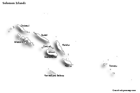 Sample Maps for Solomon Islands (black-white,shadowy)