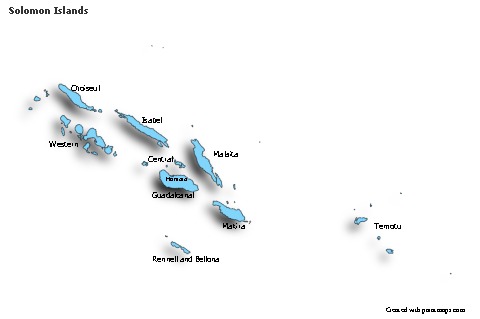 Sample Maps for Solomon Islands (blue,shadowy)