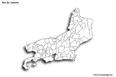 Contoh Peta untuk Rio de Janeiro (hitam-putih,bayangan)