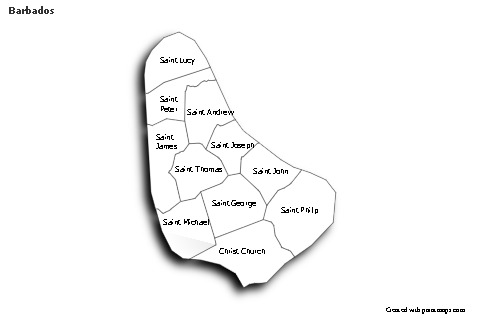 Sample Maps for Barbados (black-white,shadowy)