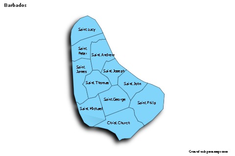 Sample Maps for Barbados (blue,shadowy)