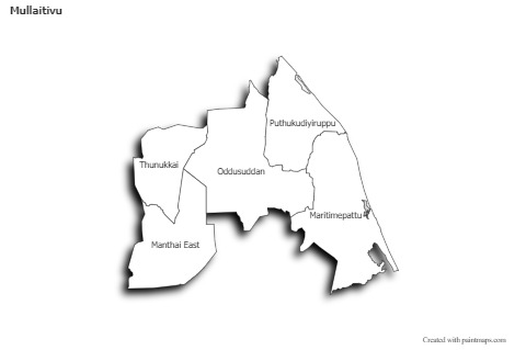 Contoh Peta untuk Mullaitivu (hitam-putih,bayangan)