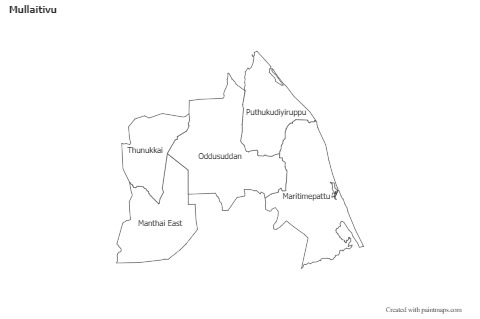 Contoh Peta untuk Mullaitivu (hitam-putih)
