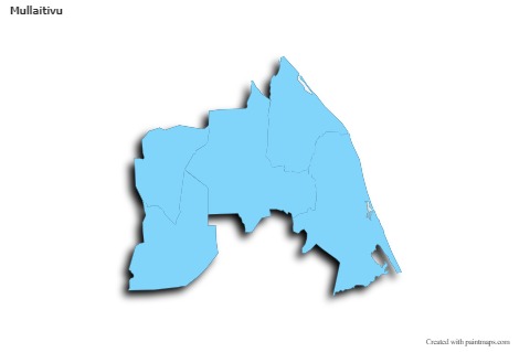 Contoh Peta untuk Mullaitivu (biru,garis luar,bayangan)