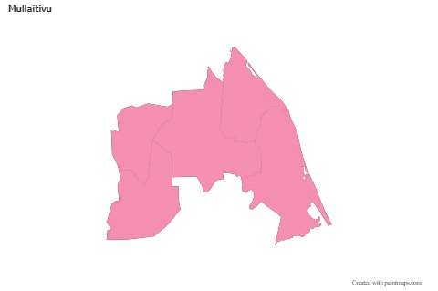 Contoh Peta untuk Mullaitivu (merah jambu,garis besar)