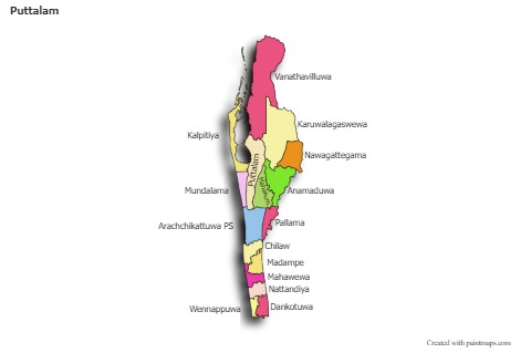 Mapas de muestra para Puttalam (coloreado,sombrío)