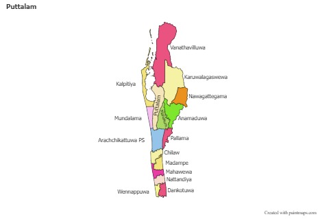 Mapas de muestra para Puttalam (coloreado)