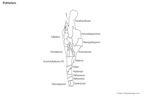 Mapas de muestra para Puttalam (blanco-negro)