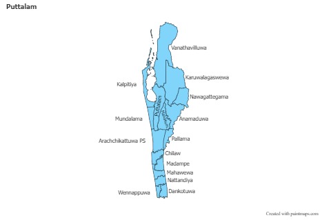 Mapas de muestra para Puttalam (azul)