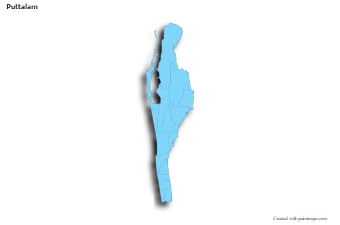 Mapas de muestra para Puttalam (azul,contorno,sombrío)
