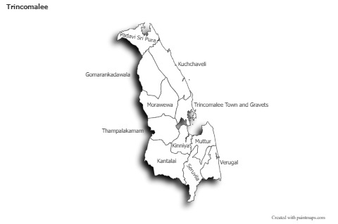 Contoh Peta untuk Trincomalee (hitam-putih,bayangan)