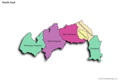 Contoh Peta untuk North East (berwarna,bayangan)