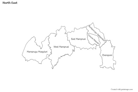 Contoh Peta untuk North East (hitam-putih)