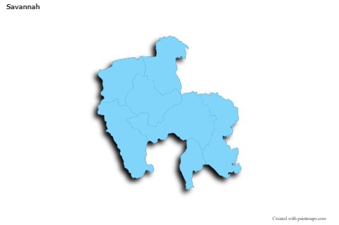 Sample Maps for Savannah (blue,outline,shadowy)