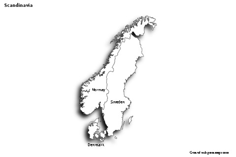 Sample Maps for Scandinavia (black-white,shadowy)