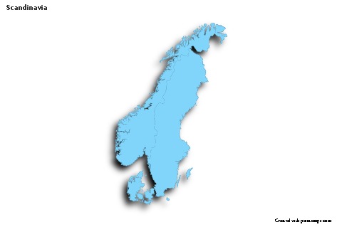 Sample Maps for Scandinavia (blue,outline,shadowy)