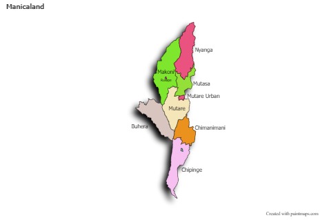 Contoh Peta untuk Manicaland (berwarna,bayangan)