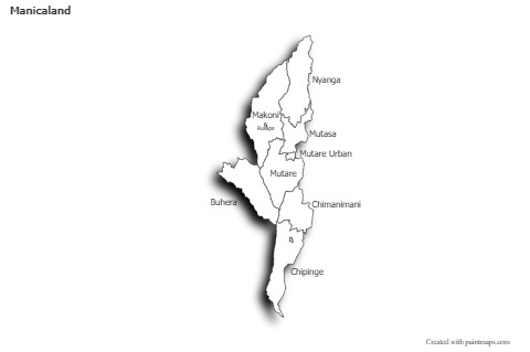 Contoh Peta untuk Manicaland (hitam-putih,bayangan)