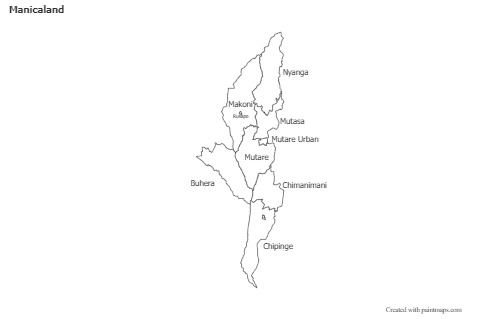 Contoh Peta untuk Manicaland (hitam-putih)