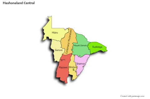 Sample Maps for Mashonaland Central (colored,shadowy)