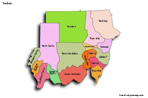 Contoh Peta untuk Sudan (berwarna,bayangan)
