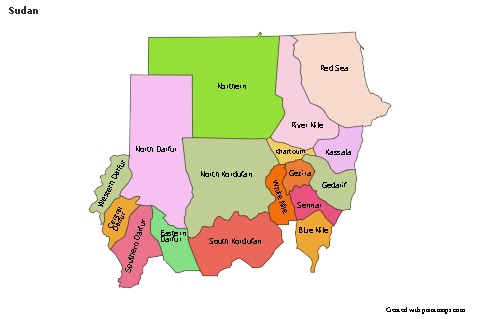 Contoh Peta untuk Sudan (berwarna)