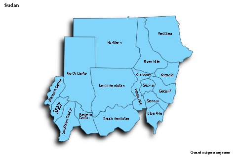 Contoh Peta untuk Sudan (biru,bayangan)