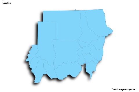 Contoh Peta untuk Sudan (biru,garis luar,bayangan)