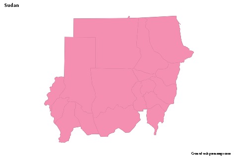 Contoh Peta untuk Sudan (merah jambu,garis besar)