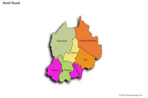 Contoh Peta untuk Nord-Ouest (berwarna,bayangan)