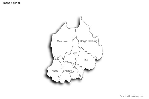 Contoh Peta untuk Nord-Ouest (hitam-putih,bayangan)