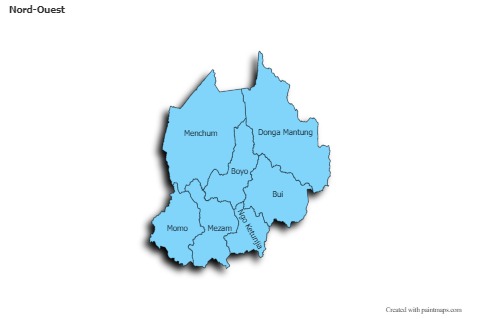 Contoh Peta untuk Nord-Ouest (biru,bayangan)