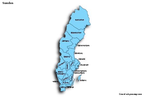 Sample Maps for Sweden (blue,shadowy)
