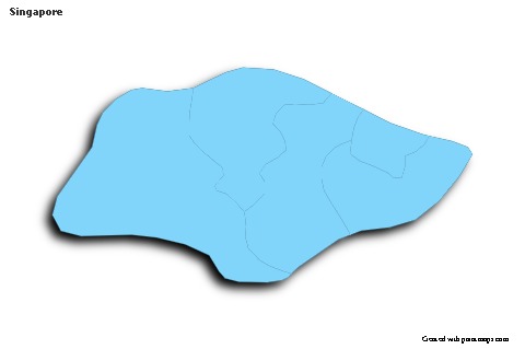 Contoh Peta untuk Singapura (biru,garis luar,bayangan)