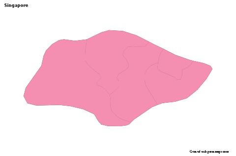 Contoh Peta untuk Singapura (merah jambu,garis besar)