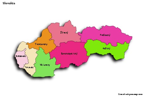 Sample Maps for Slovakia (colored,shadowy)
