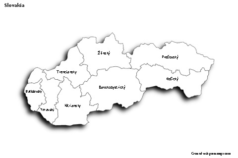 Sample Maps for Slovakia (black-white,shadowy)