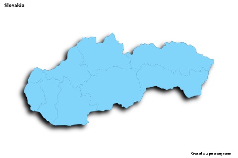 Sample Maps for Slovakia (blue,outline,shadowy)