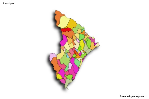 Exemplos de mapas para Sergipe (colorido,sombreado)