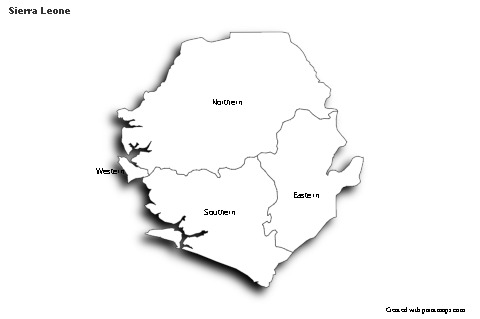 Sample Maps for Sierra Leone (black-white,shadowy)
