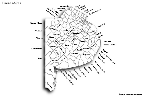 Buenos Aires için Örnek Haritalar (siyah-beyaz,gölgeli)