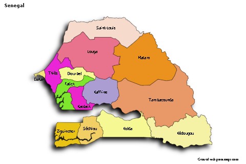 Sample Maps for Senegal (colored,shadowy)