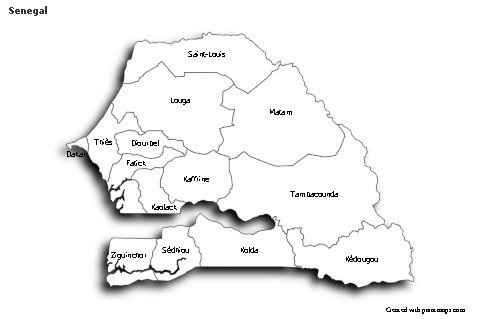 Sample Maps for Senegal (black-white,shadowy)